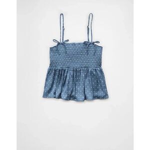 American Eagle Outfitters Polka Dot Bow Babydoll Satin Tank Top Size XS